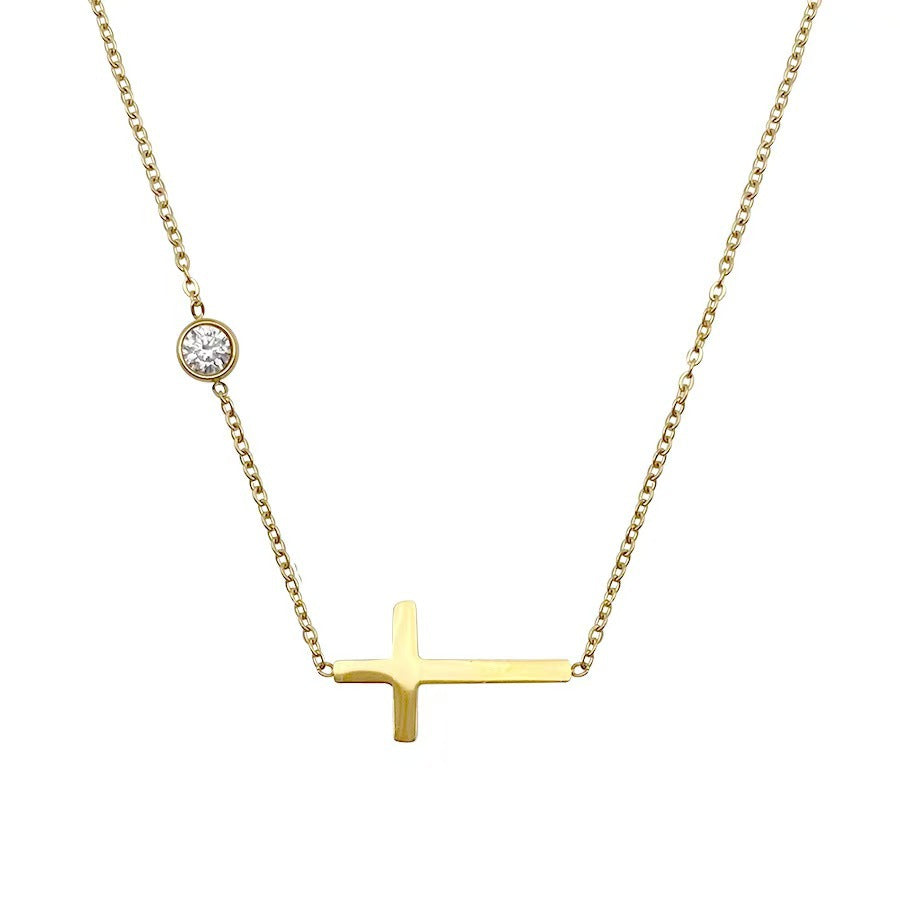 Niche Retro Simple Cross Female Gold Color Trendy Jewelry Set