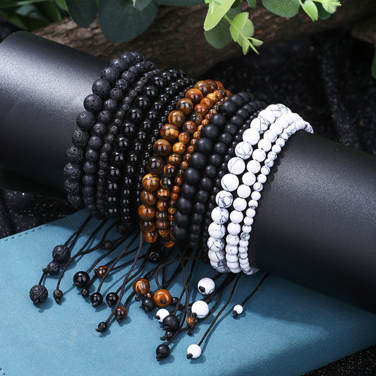 Men's Tiger Eye Volcano White Turquoise Woven Essential Bracelets