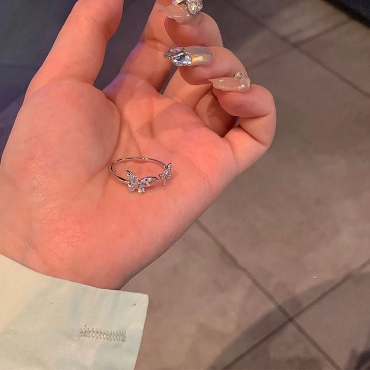 Double Butterfly Female Niche Advanced Design Sense Rings