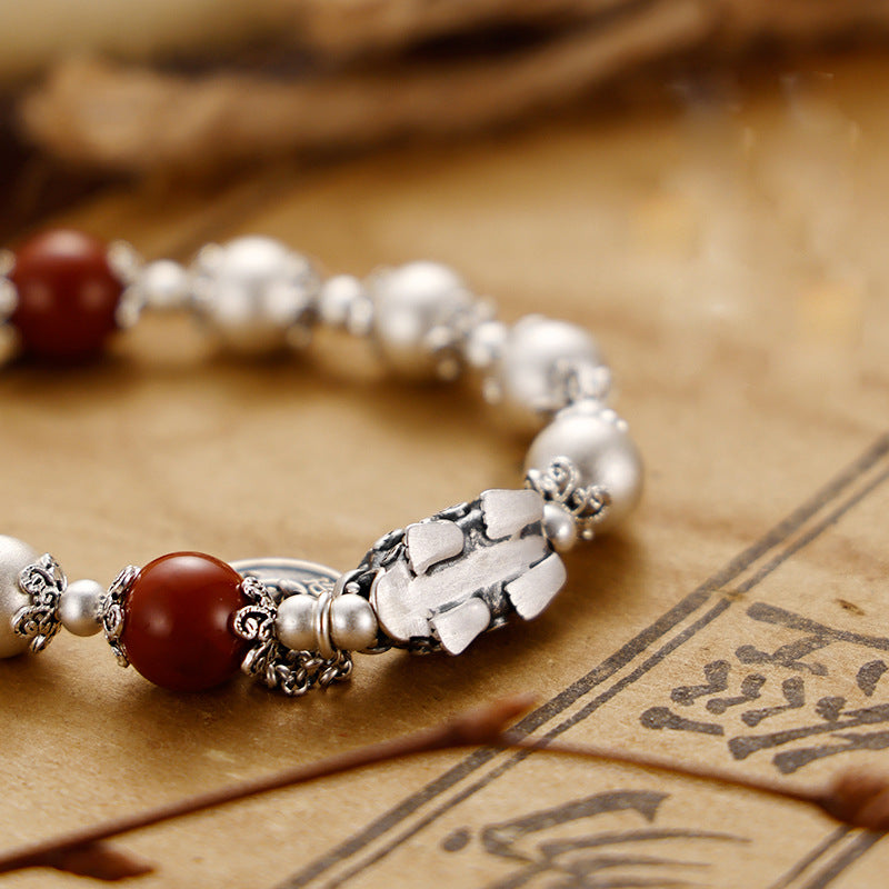 Women's Round Beads Southern Red Agate Hand Bracelets