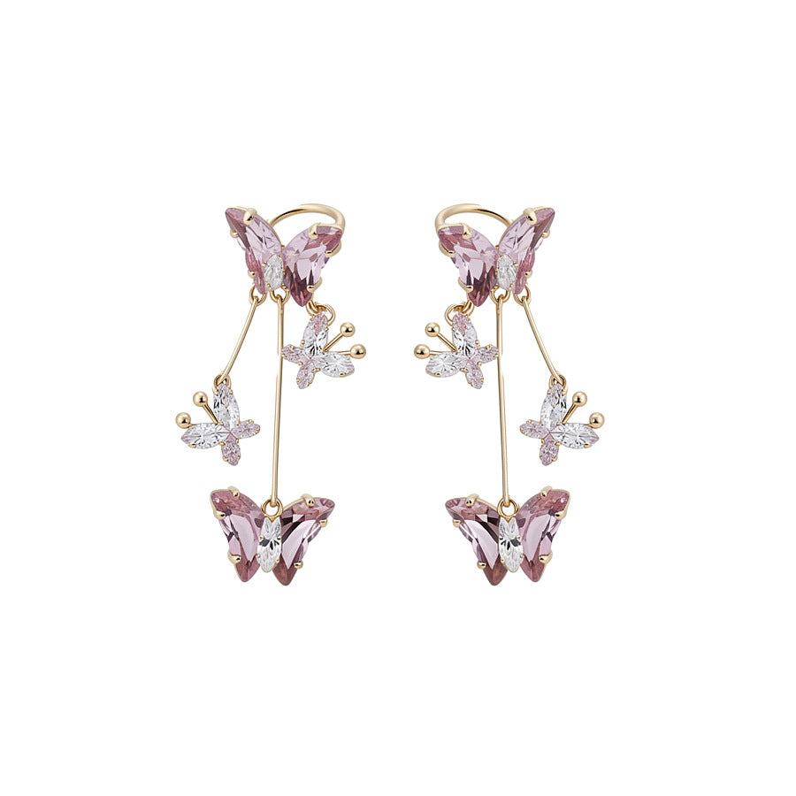 Super Fairy Zircon Butterfly Elegant Cold Feeling Light Luxury Ear Clip