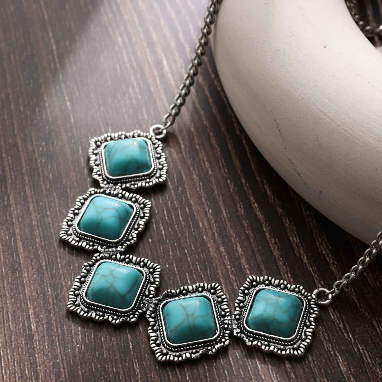 Retro Fashion Creative Simple Temperament Turquoise Two-piece Necklaces