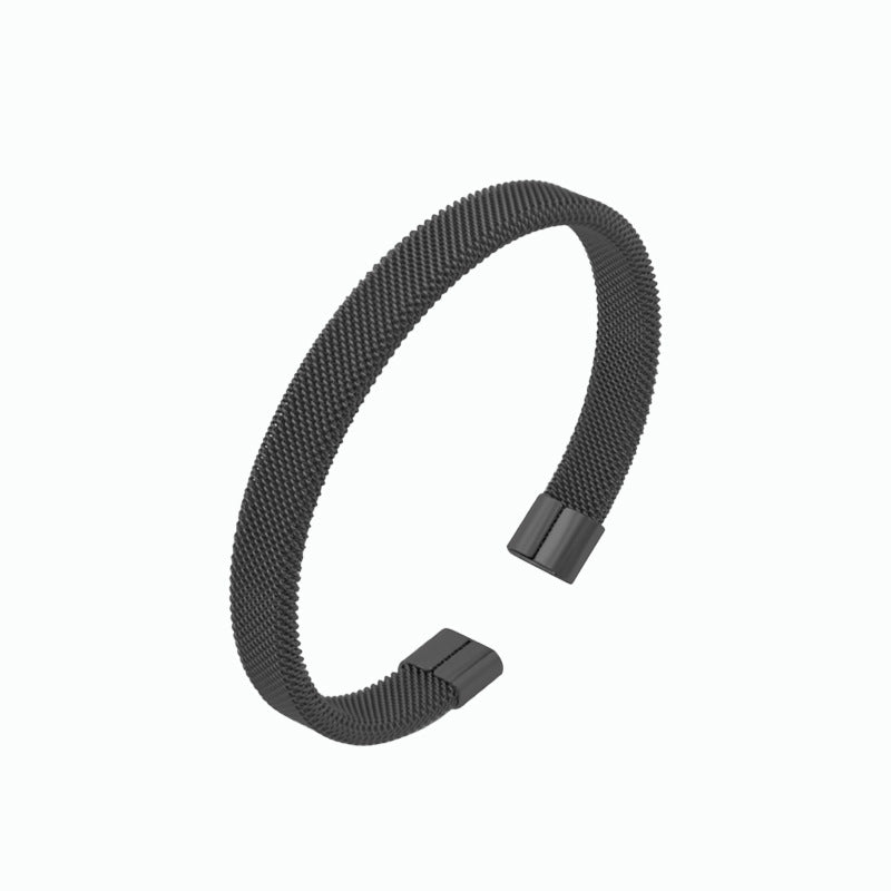 Men's Stainless Steel Simple Mesh Open Elastic Bracelets