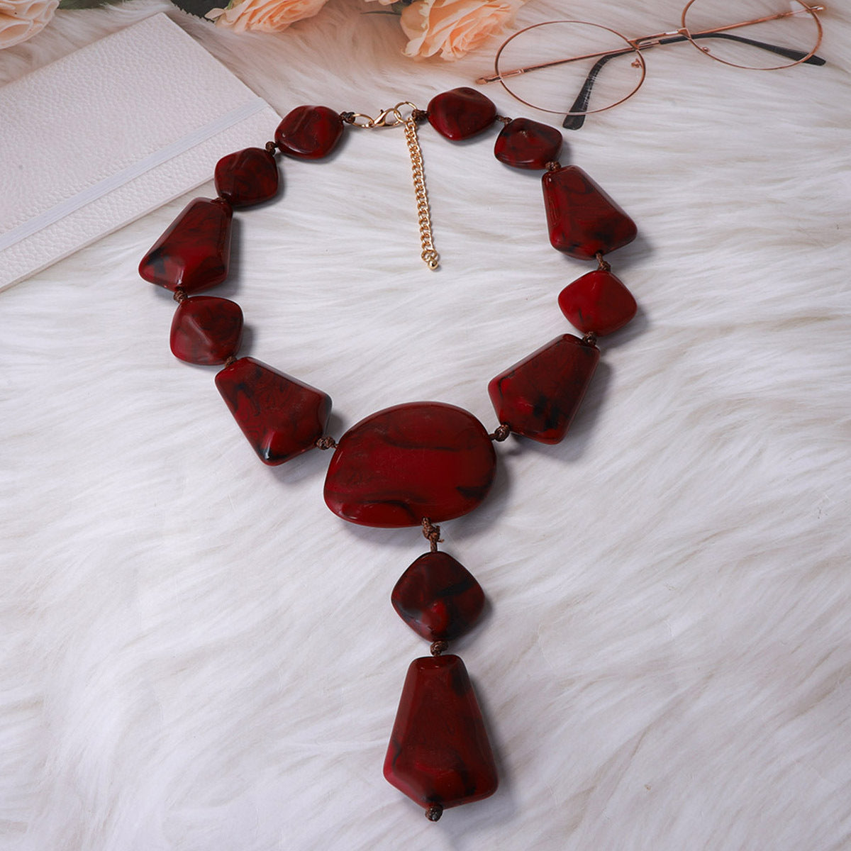 Retro Trendy Resin Beaded Temperament Wild Earrings