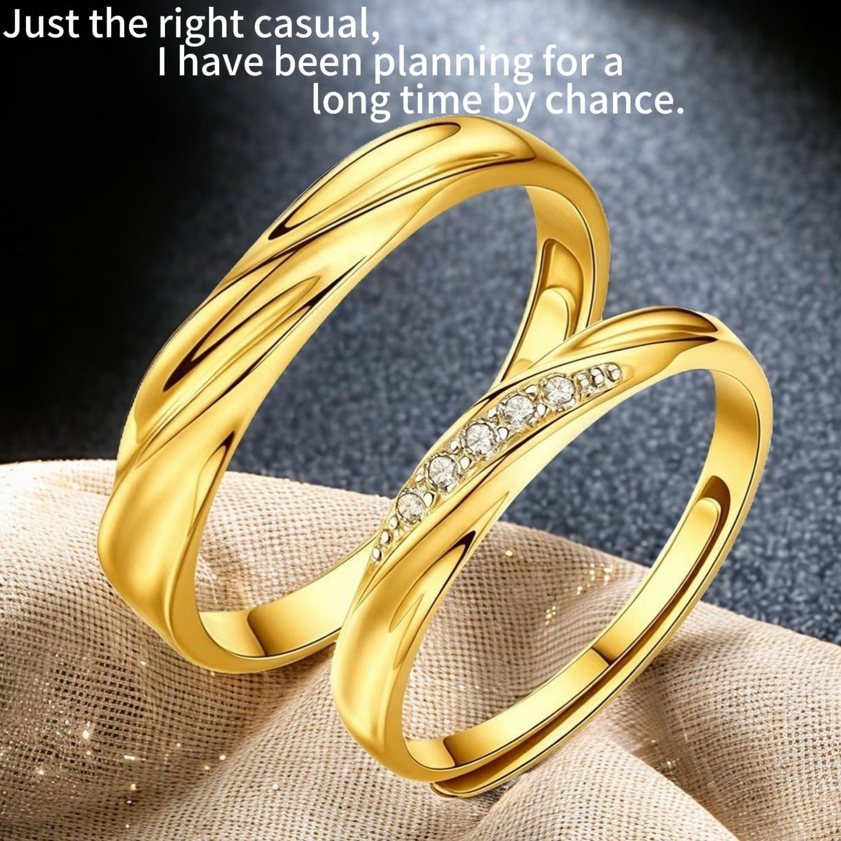Mobius Love Couple Gold Plated Inlaid Rings