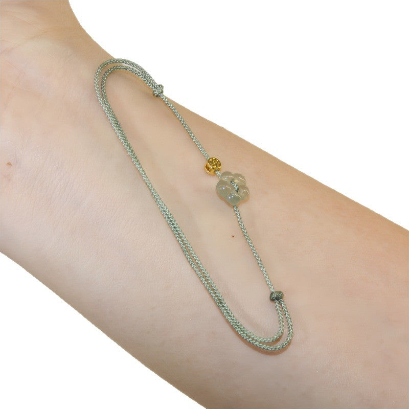 Green Rich Flower Small Coin Carrying Strap Hand Weaving Show Bracelet