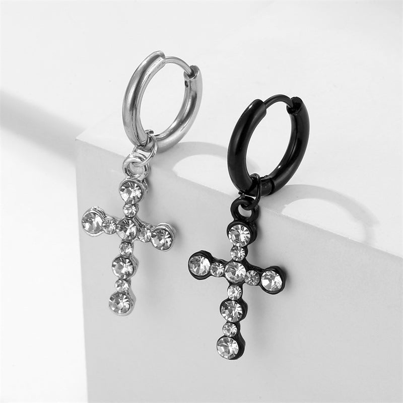 Women's & Men's Korean Fashion Trend Cross Titanium Steel Personalized Hip Hop Ear Buckle