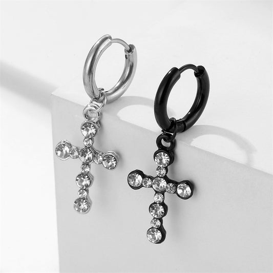 Women's & Men's Korean Fashion Trend Cross Titanium Steel Personalized Hip Hop Ear Buckle