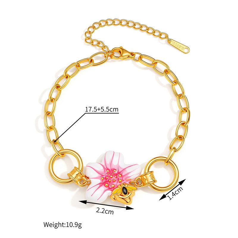 Three-dimensional Gradient Flower Stainless Steel Sweet Elegant Jewelry Set
