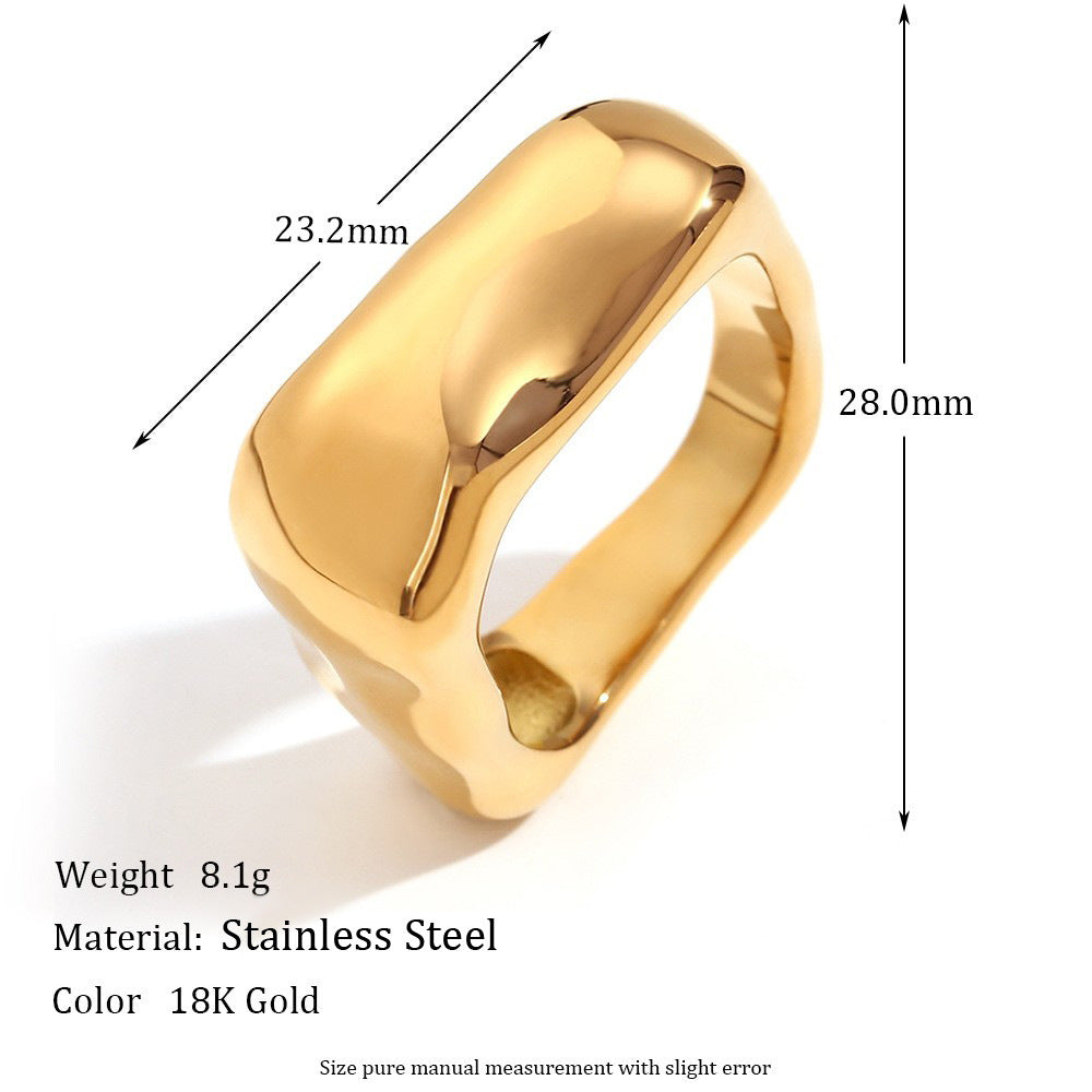 Fashion Simple Niche Stainless Steel Gold-plated Ring