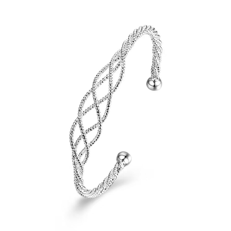 Bracelets jonc plaqués argent pour femmes, style Carven Design Lines