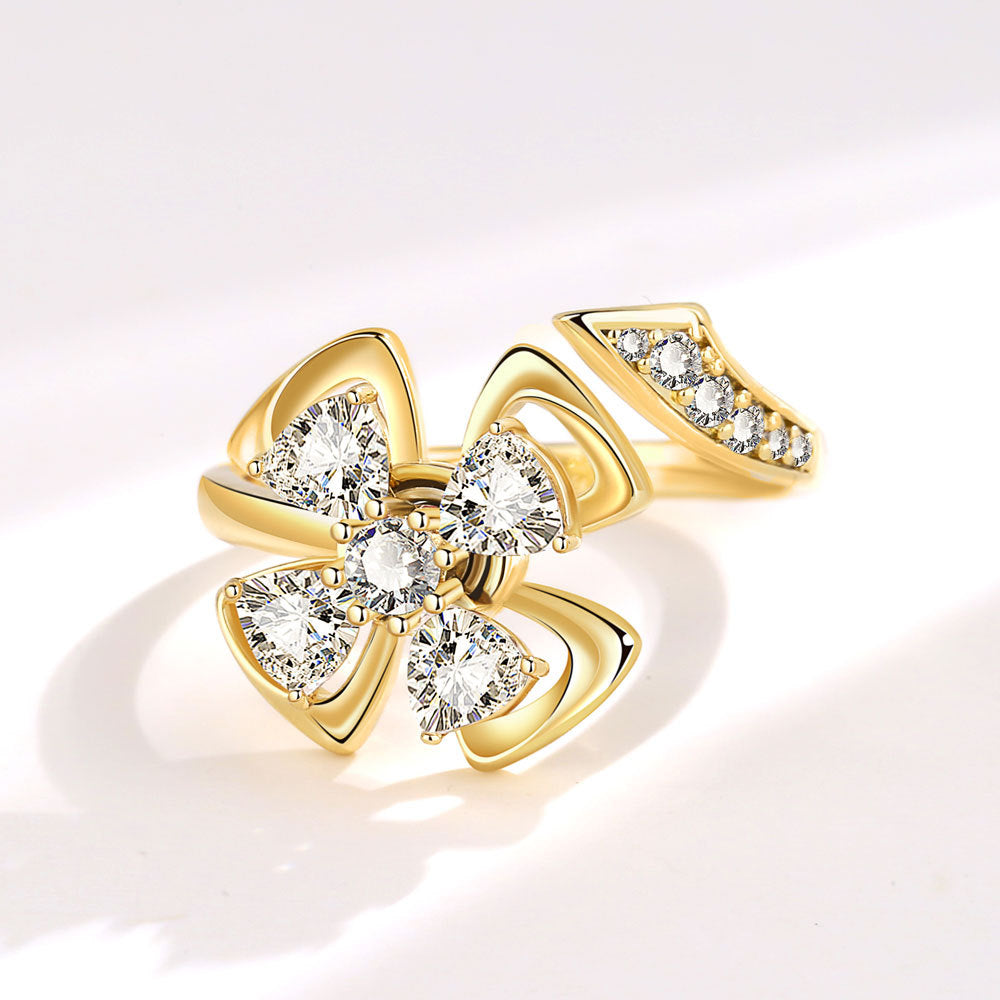 Flower Personality Affordable Luxury Fashion Open Index Rings