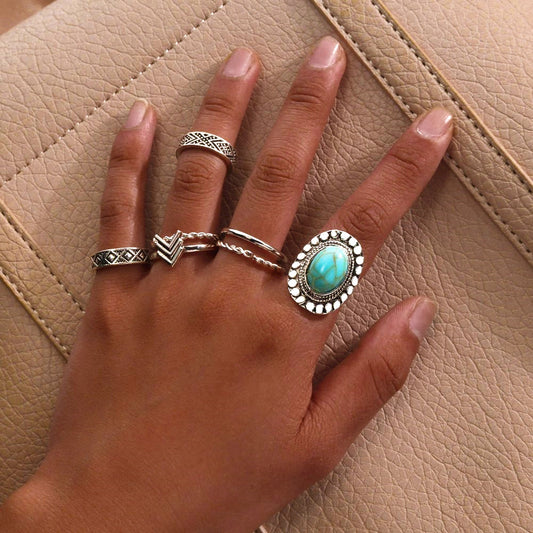 Turquoise Fashion Alloy Match Sets Knuckle Rings