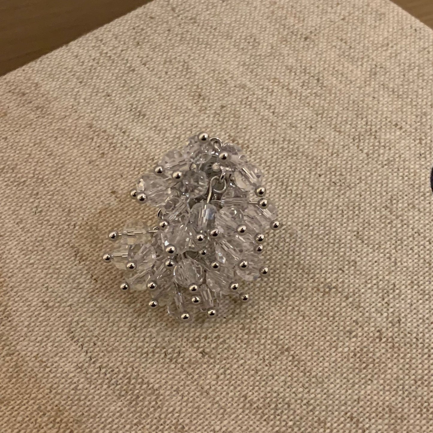 Women's Light Luxury Handmade Woven Crystal Tassel Exaggerated Sier Water Ring