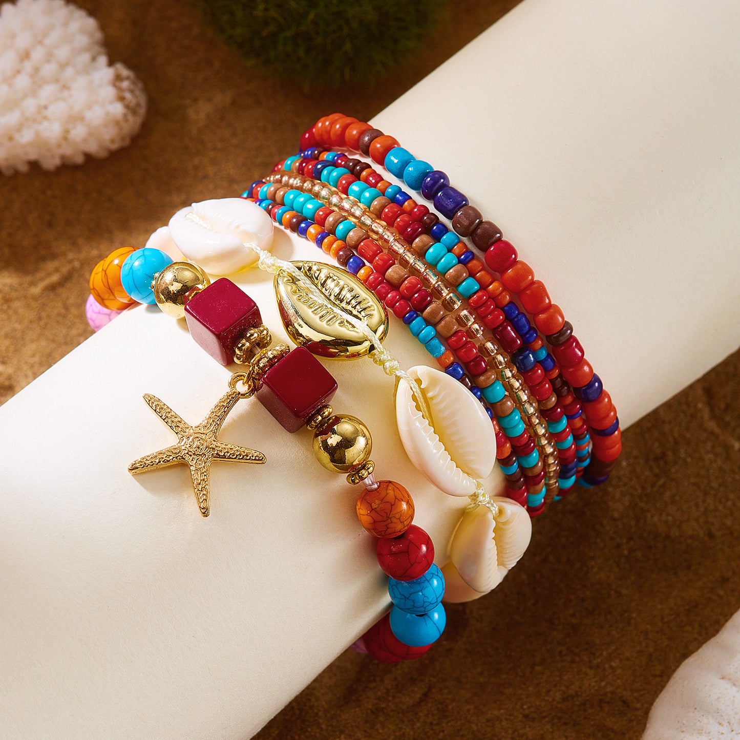 Bohemian Vacation Style Twin Bead Shell Creative Design Bracelets