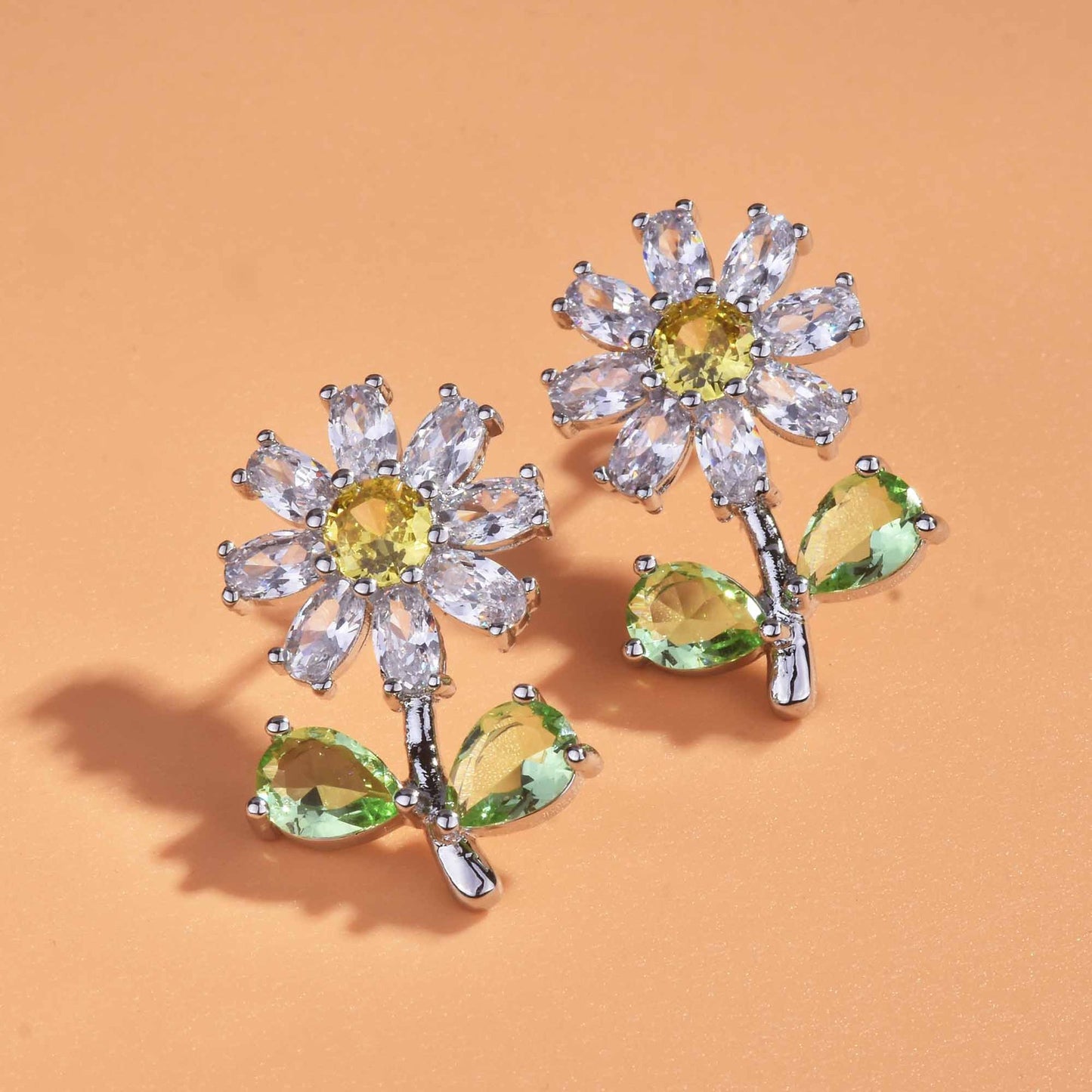 Boucles d'oreilles Flash Little Daisy en diamant à haute teneur en carbone