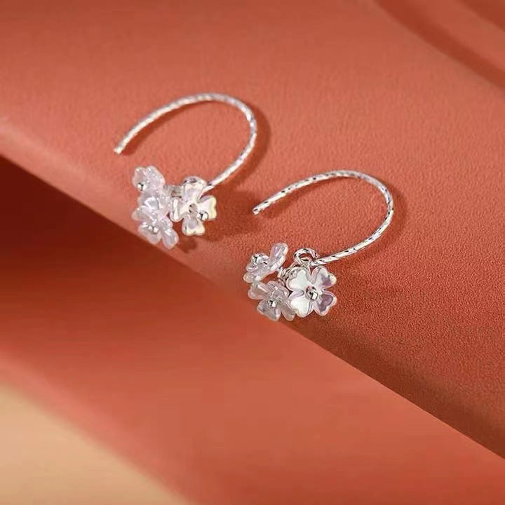 Sterling Sier Flower Ear Simple Mori Style Fresh Design Rings