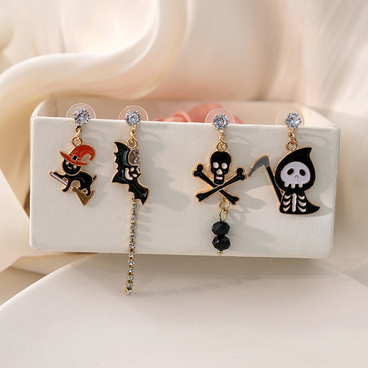 Horror Funny Ghost Personalized Skull Drop Oil Earrings