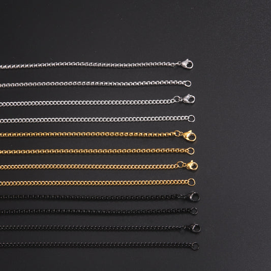 Gold Plating Black And Golden Steel Necklaces