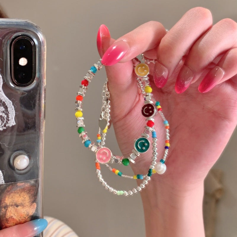 Bracelets exquis de luxe pour femme, Smiley perlé, léger, minoritaire