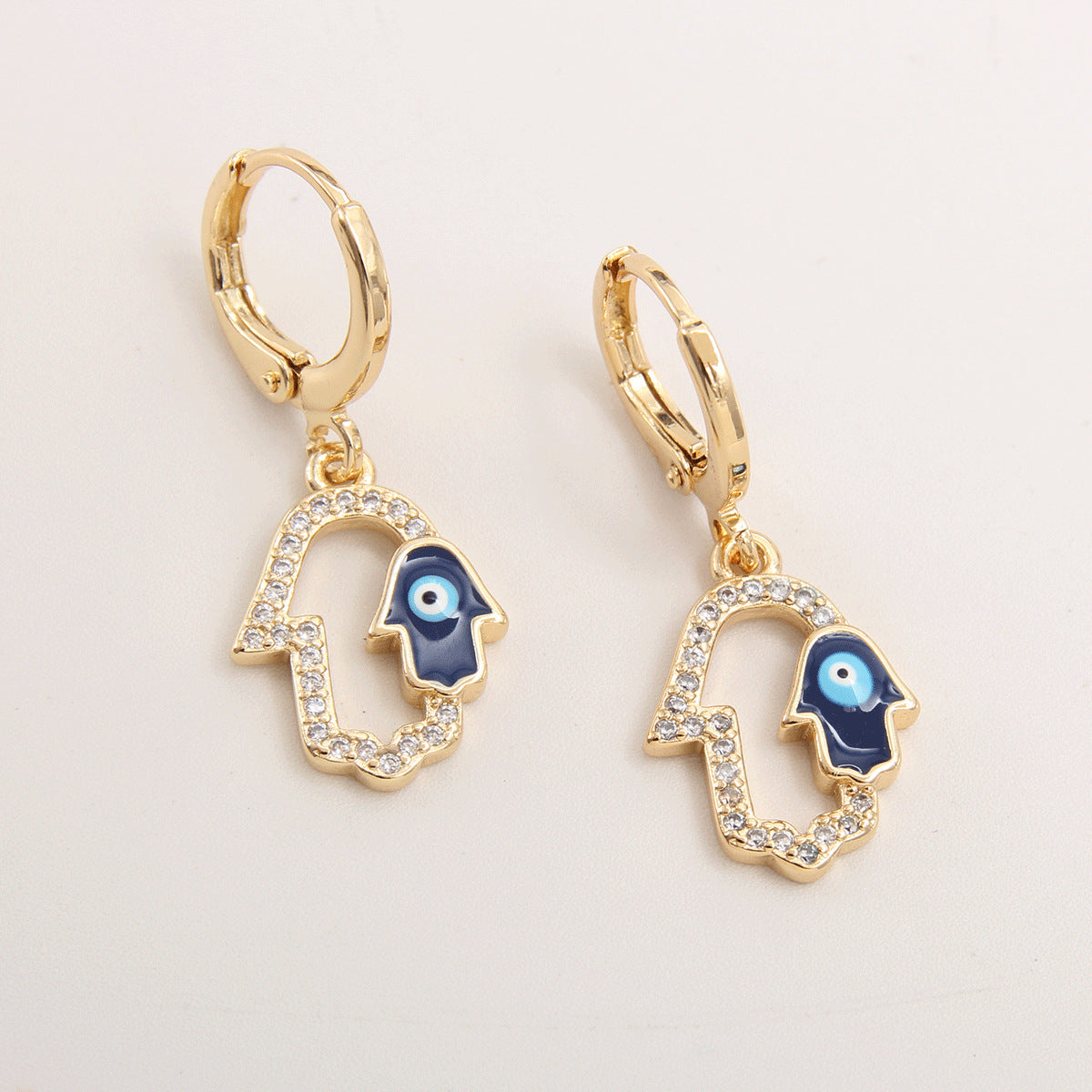Gold-plated Eyelashes Turkish Blue Eyes Inlaid Zirconium Earrings