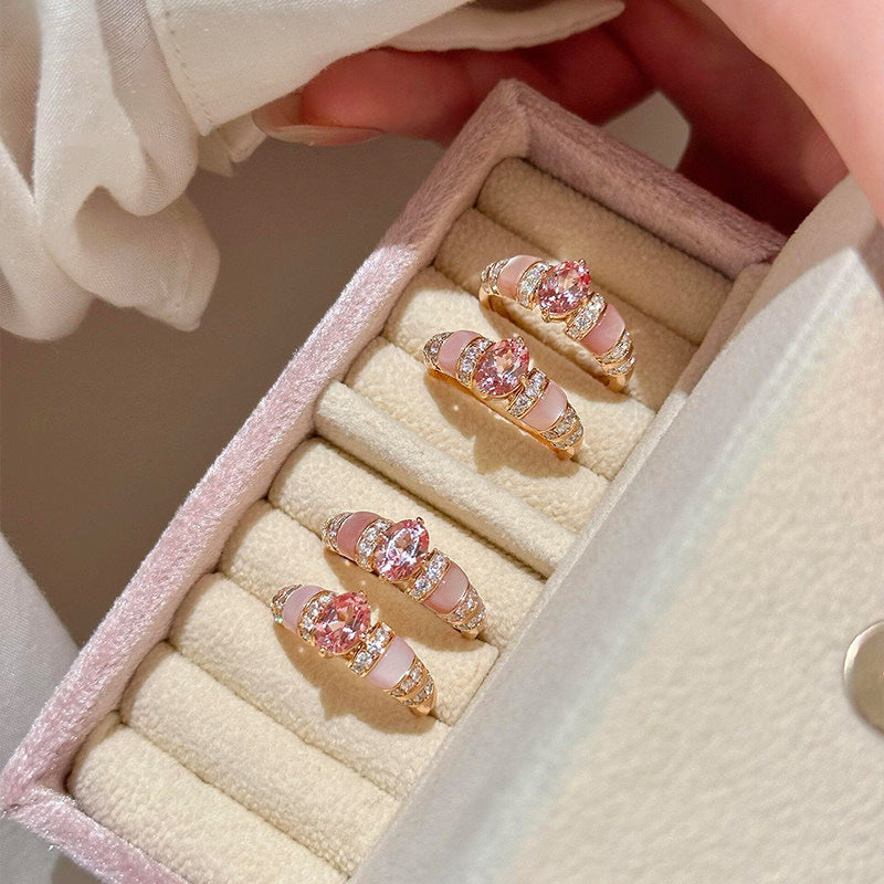 Mist Shell Diamond Female Dopamine White Light Luxury Temperament High-grade Rings
