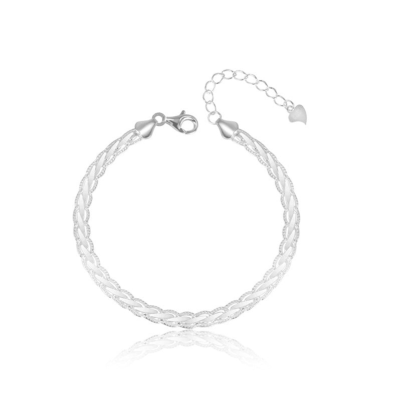 Bracelets à cordon torsadé tissé en argent sterling fin pour femme