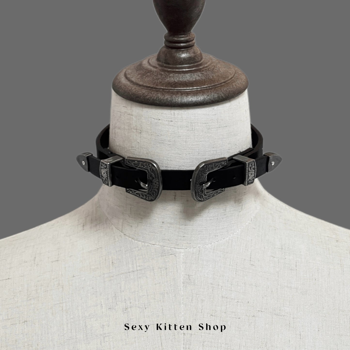 Men's Black Retro Punk Metal Leather Collar Niche High-grade Female Clavicle Necklace