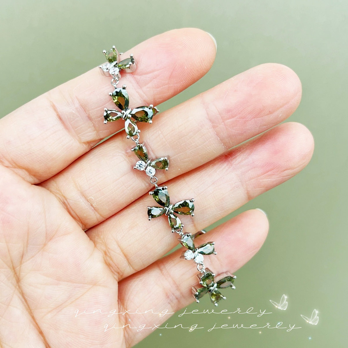 Style Fashionable Butterfly Olive Green Zircon Exquisite Light Luxury Red Bracelets