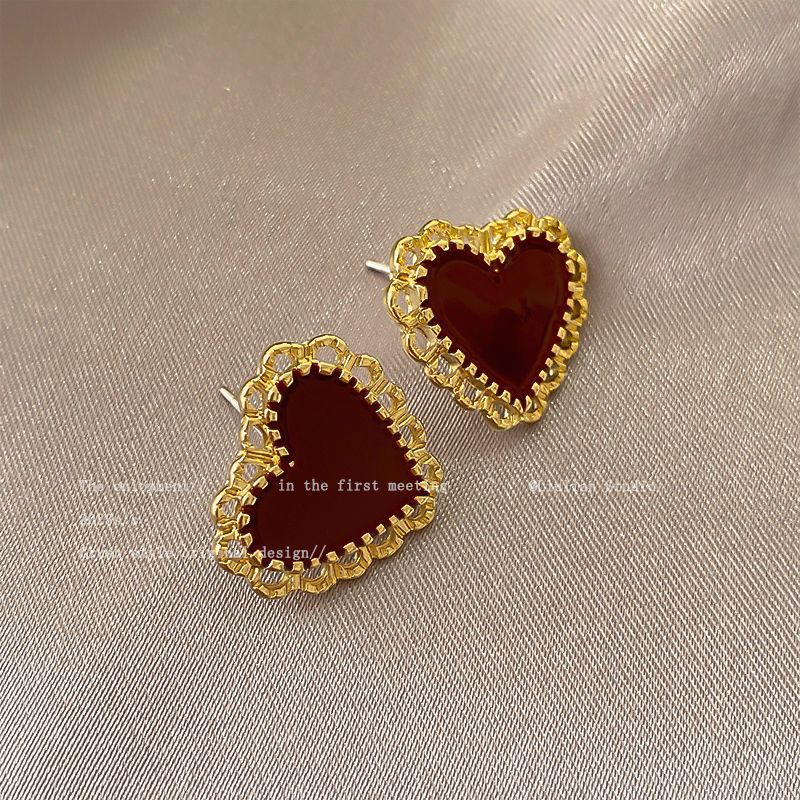 Women's Retro Wine Red For Design Simple Earrings