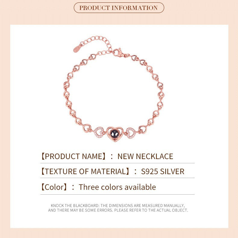 Projection Fashion Minority Design Zircon Heart-shaped Bracelets