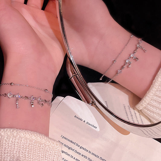 Korean Style Super Flash Zircon Female Light Luxury Minority Double Bracelets