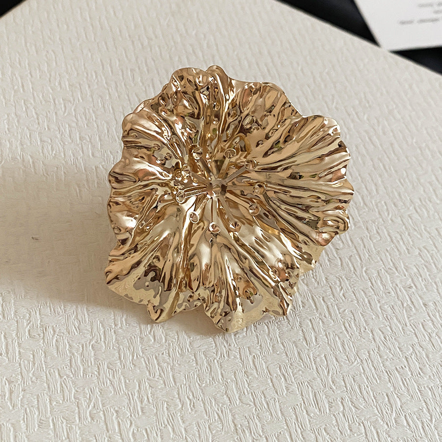 Women's Metal Pleated Flowers Openings Suit Niche Exaggerated Light Luxury Bracelet