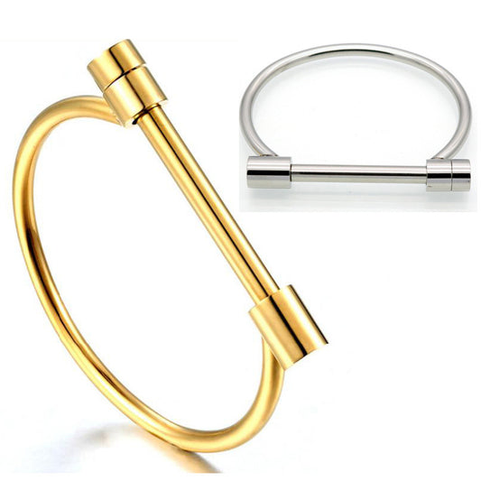 Personality Trendy Titanium Steel Horseshoe Female Vacuum Gold Word Vachette Bracelets