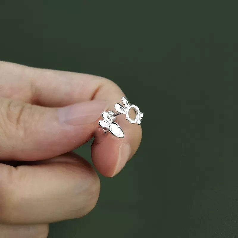 Women's Sterling Sier Radish Rabbit Sweet Small Cute Sleeping No Stud Earrings