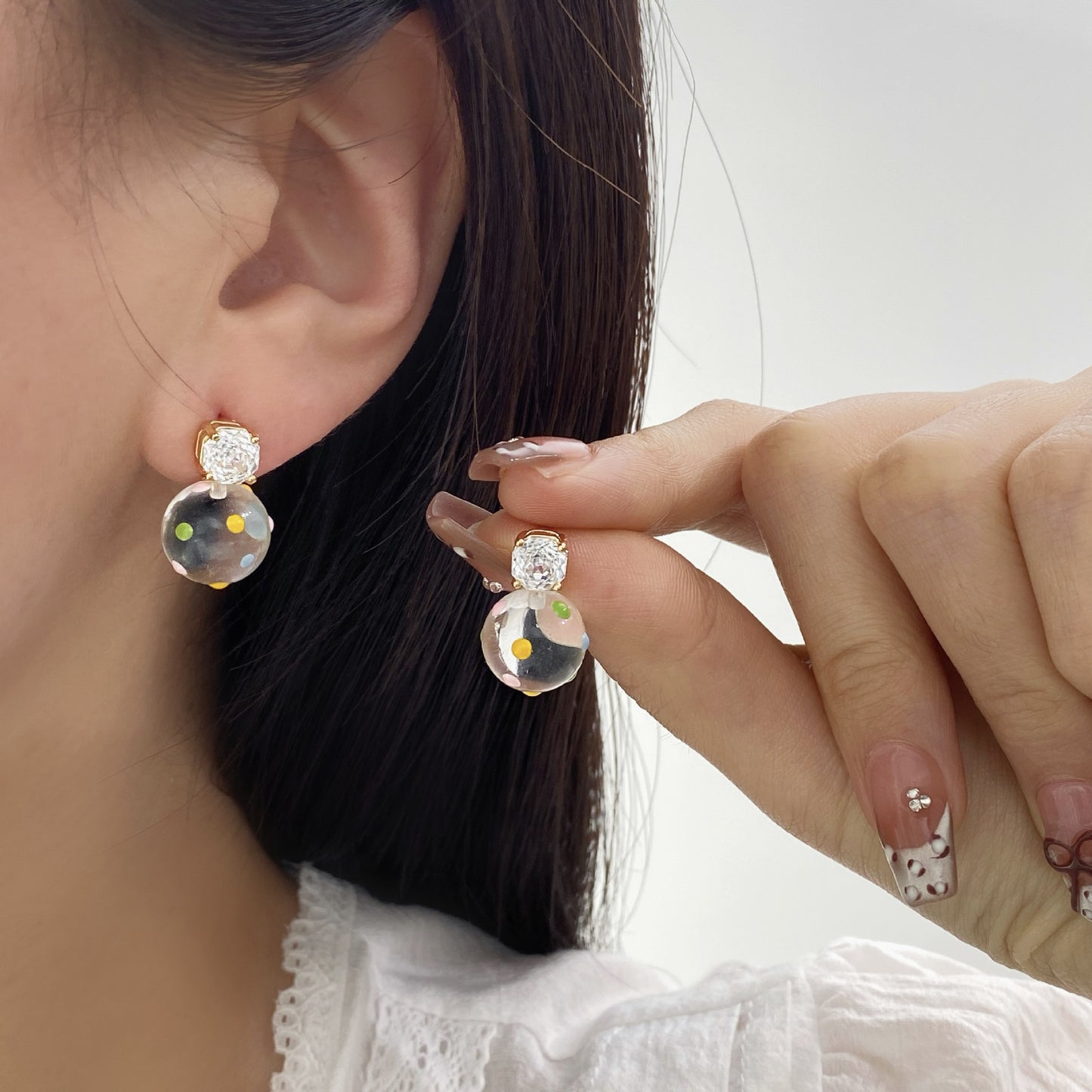 Personality Elegant Transparent Beads Drip Glazed Rings