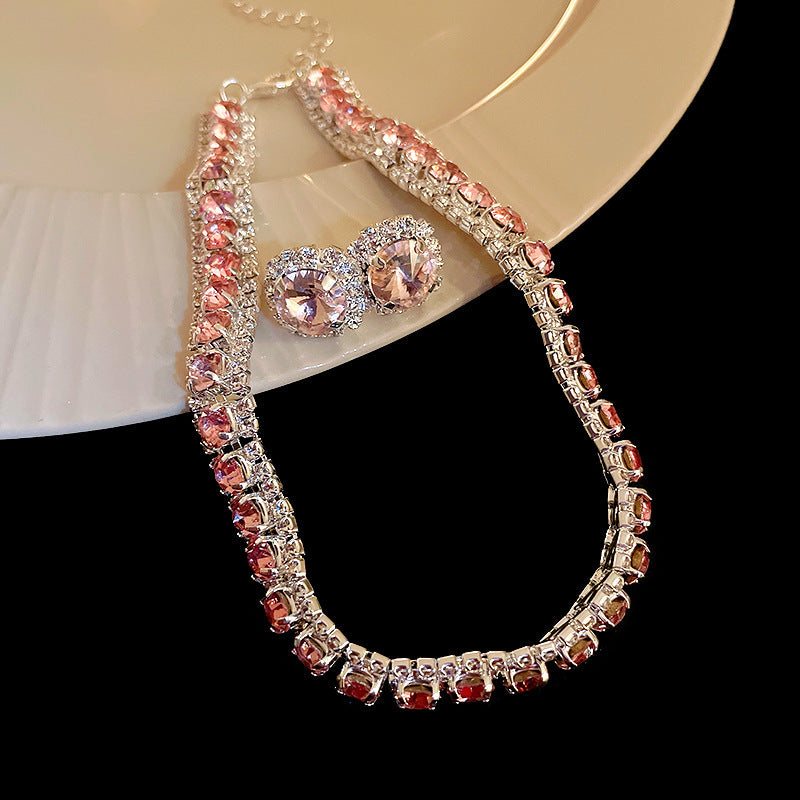 Light Luxury High-grade Zircon Niche Retro Clavicle Jewelry Set