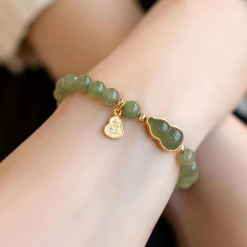 Bracelets lumineux réglables en perles de chaîne d'imitation de jade pour femmes