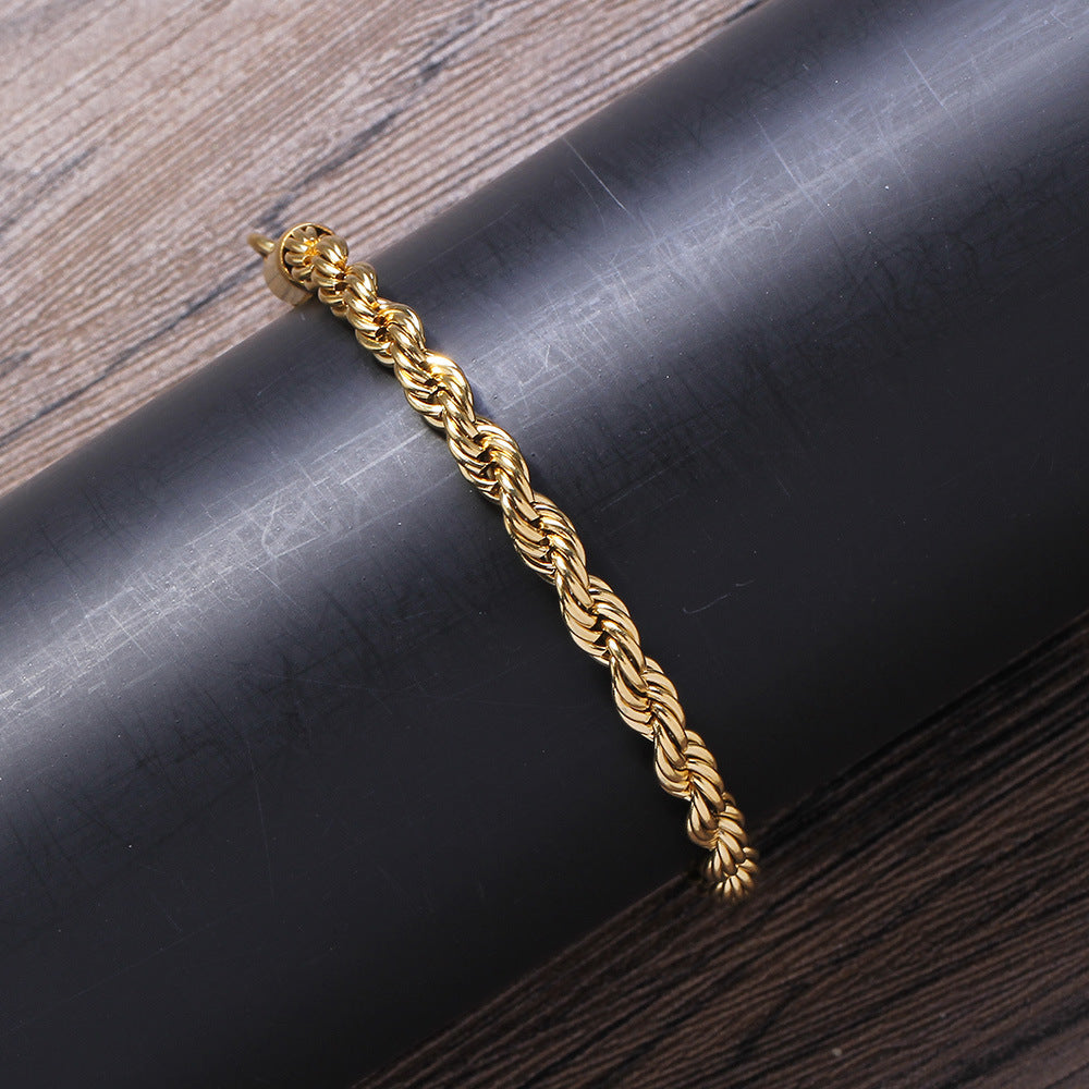 Men's Steel Hemp Flowers Chain Twisted String Bracelets