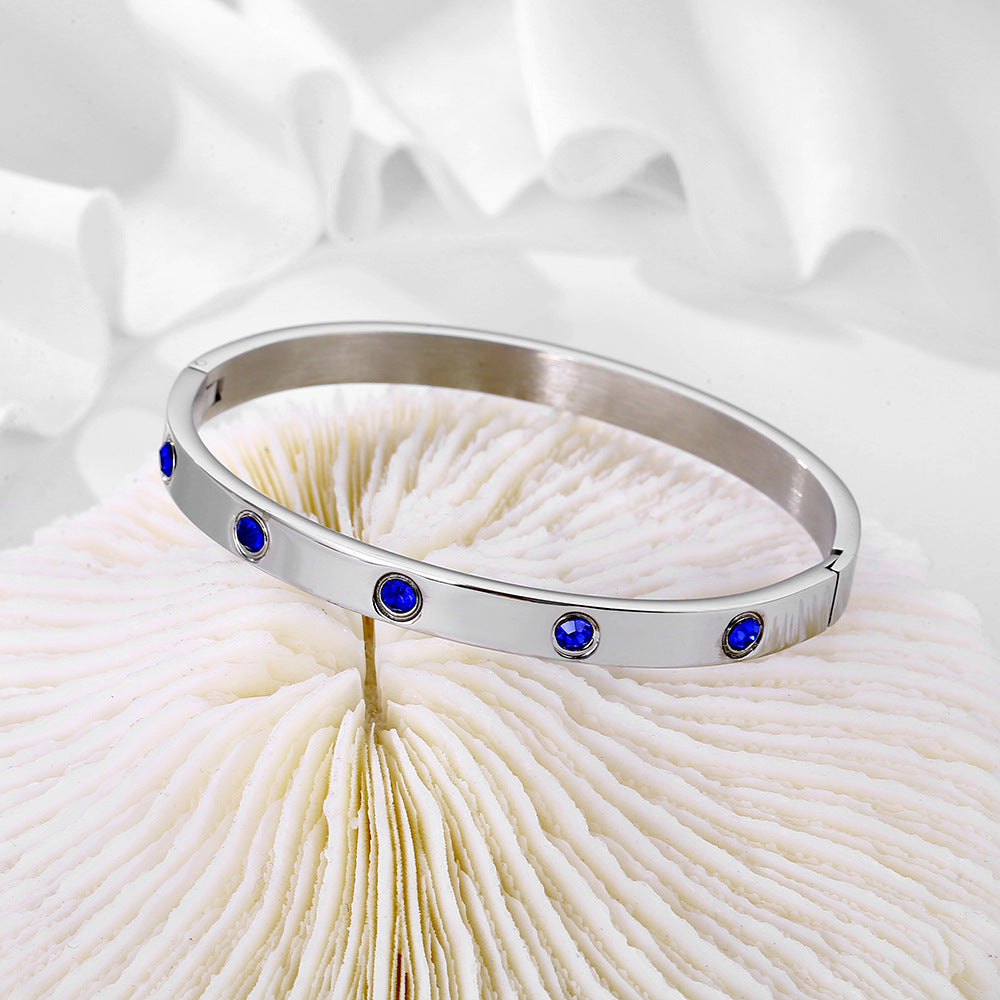 Fashion Full Diamond Titanium Steel No Fading Niche High Bracelet