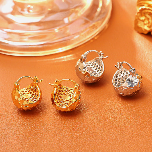 Mush Ice High-grade Fashion U-shaped Copper Plated Real Gold Design Earrings