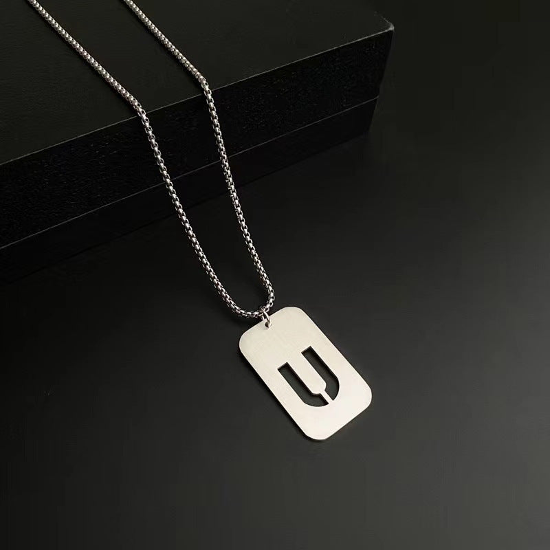 Men's Titanium Steel Female Letter Nameplate Pendant Necklaces