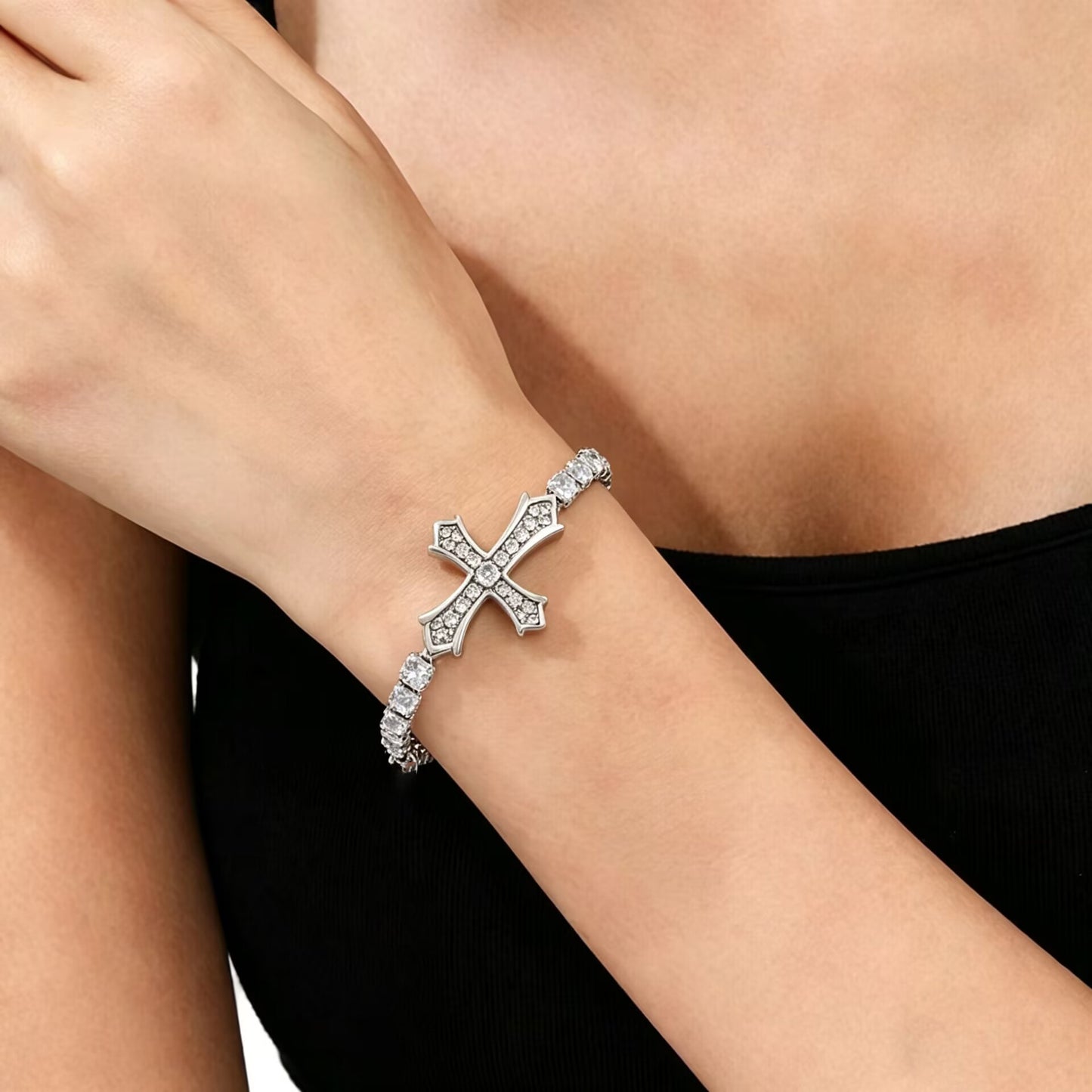 Women's & Men's High-grade Diamond Cross Copper Zircon Fashion Bracelets