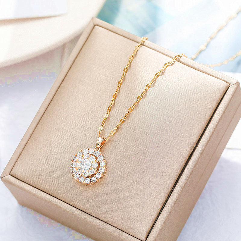 Women's Simple Rotatable For Refined Zircon Pendant Necklaces