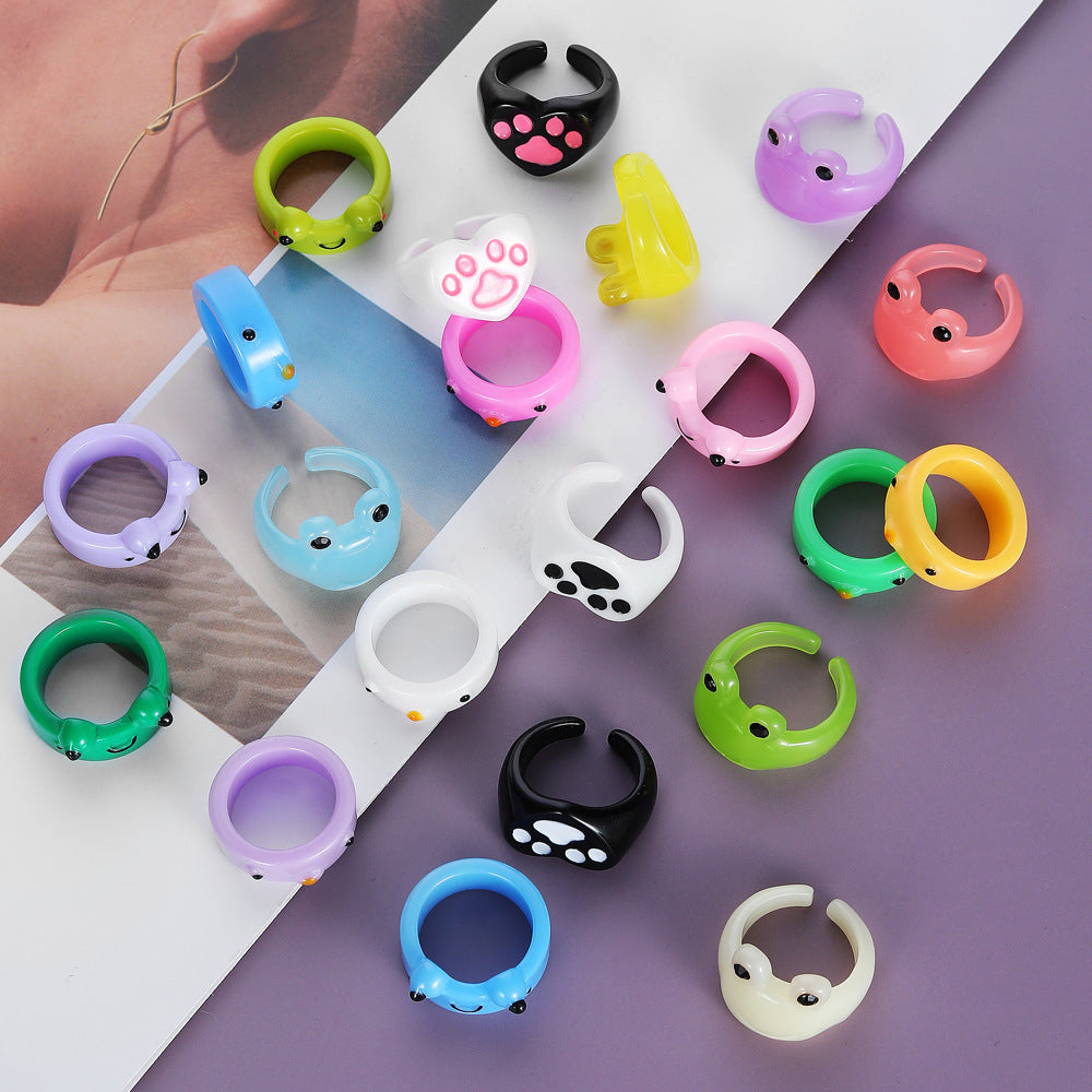 Cartoon Frog Fashion Cute Resin Index Rings