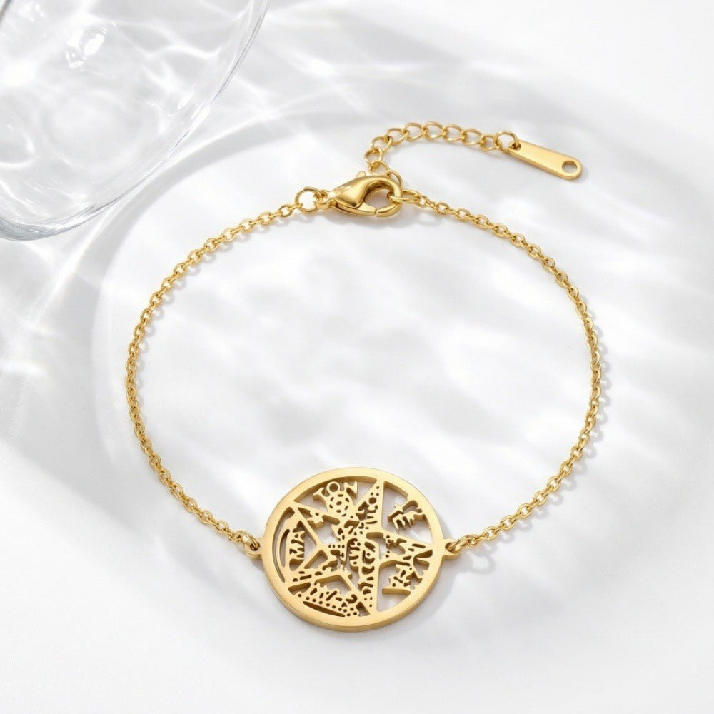 Women's & Men's Hollow Five-pointed Star Stainless Steel Adjustable Bracelet