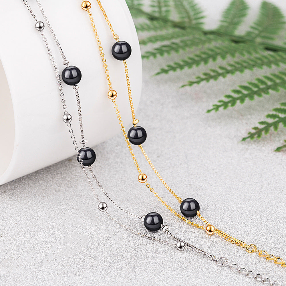 Women's Sier Natural Garnet Light Luxury Korean Simple Yellow Gold Bracelets