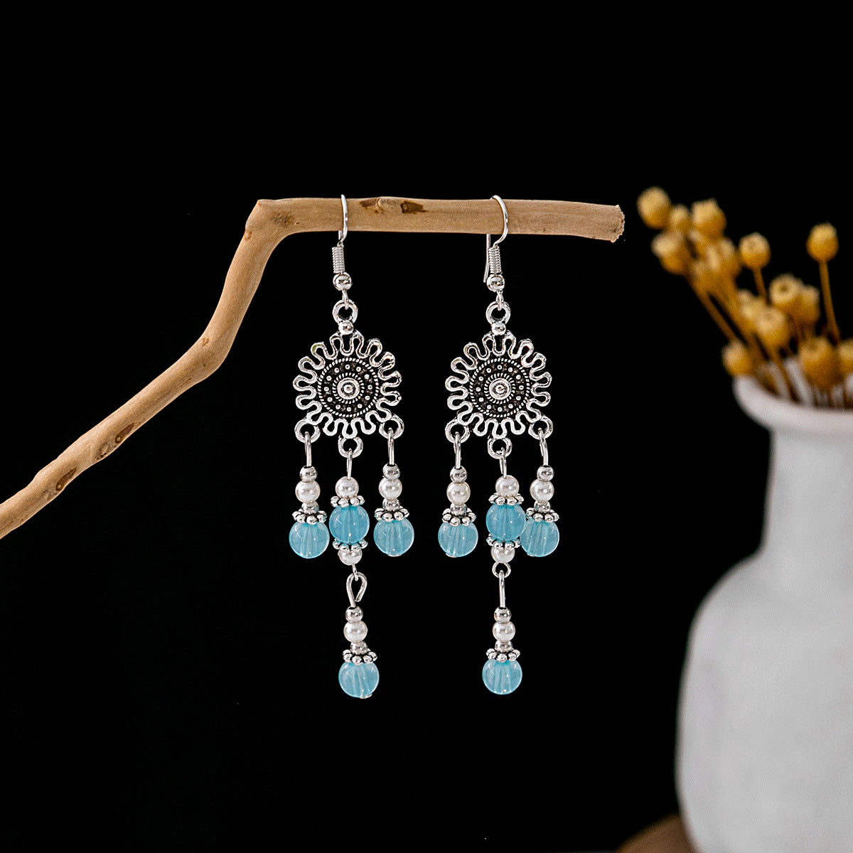 Tassel Turquoise Retro Minority Ethnic Style Earrings