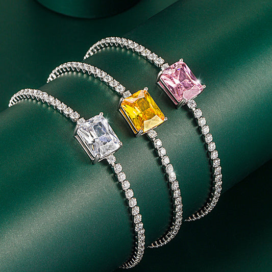 Gems Square Diamond Chain Fashion Pink Bracelets