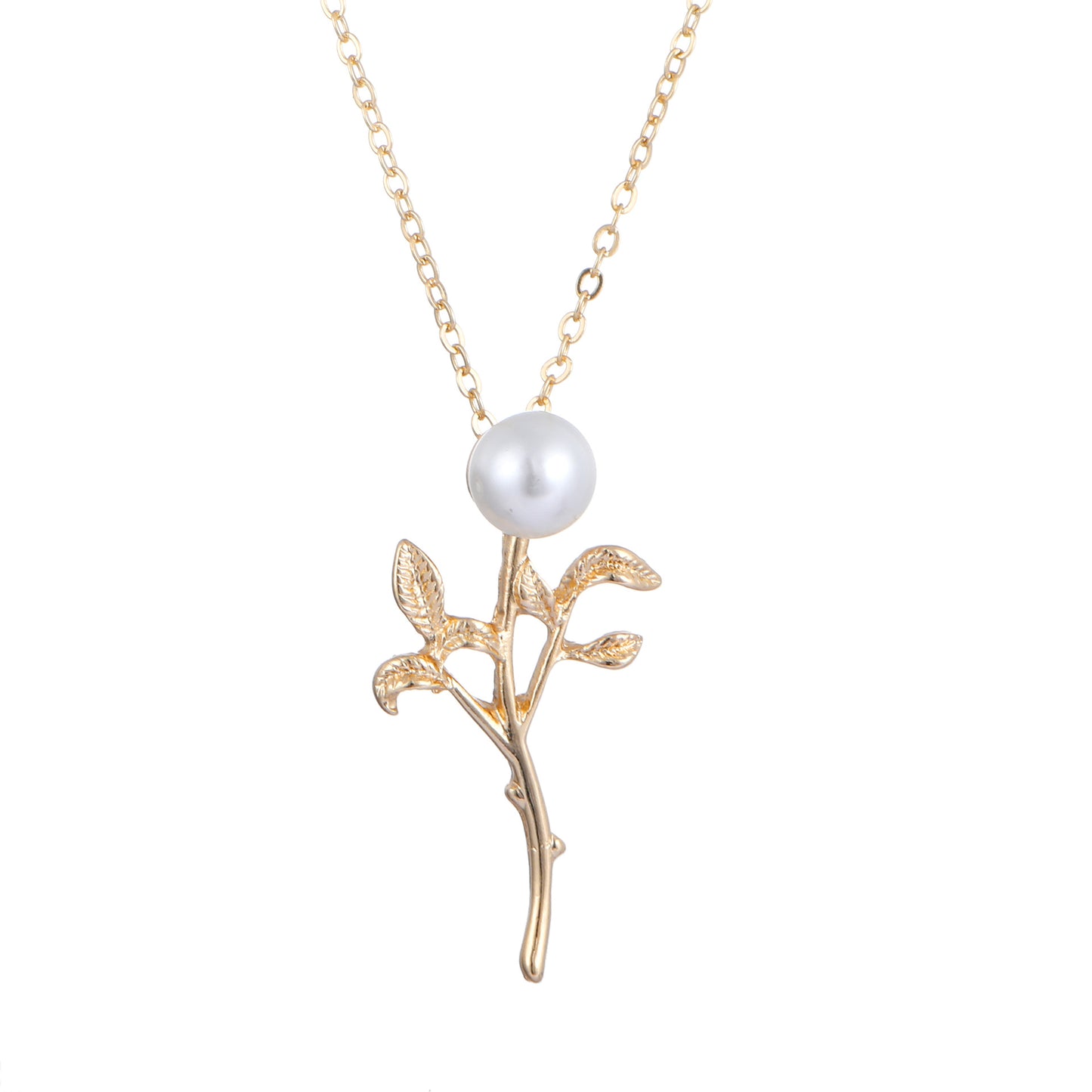 Pearl Leaves Long Personality Simple Sweater Chain Christmas Jewelry Set